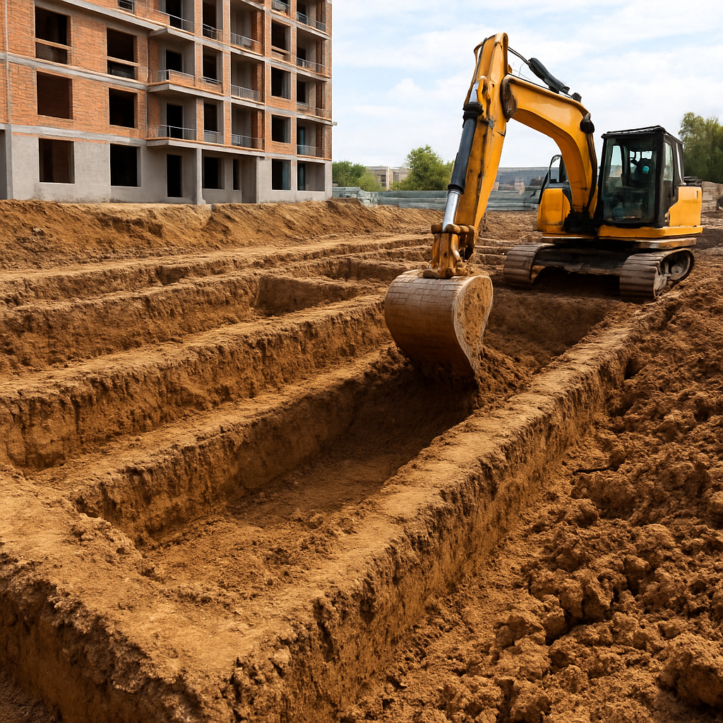 Réalisation : Terrassement fondations résidence à Alleur